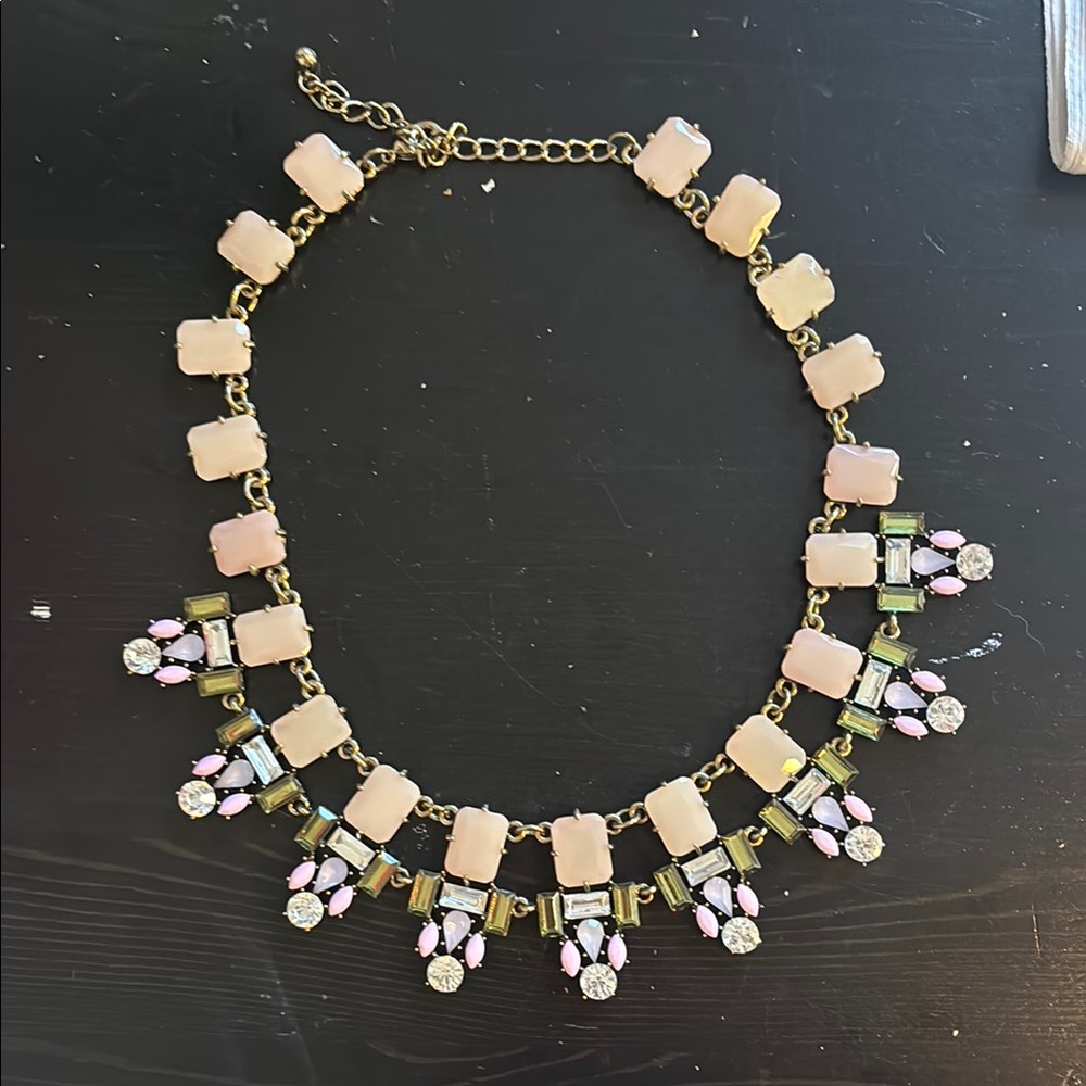 Chunky Pink and Gold Rhinestone Necklace/Choker